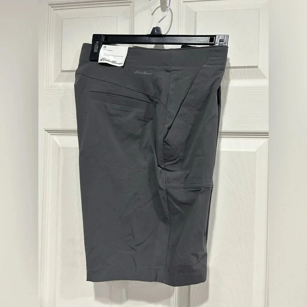Eddie Bauer Women's Size 12 Horizon Bermuda Shorts Dark Smoke Grey NWT Travel